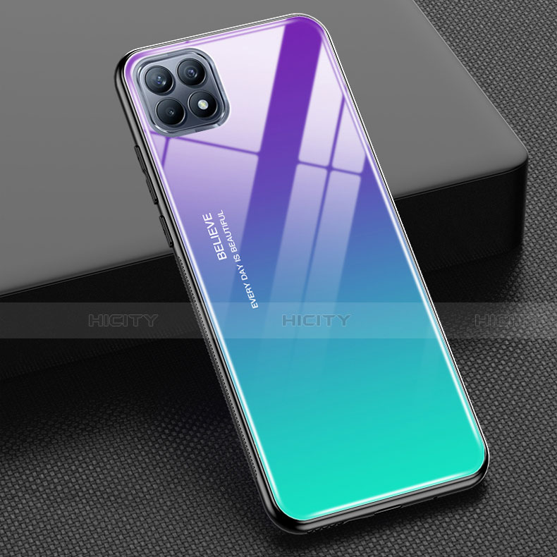 Custodia Silicone Specchio Laterale Sfumato Arcobaleno Cover M01 per Oppo Reno4 SE 5G