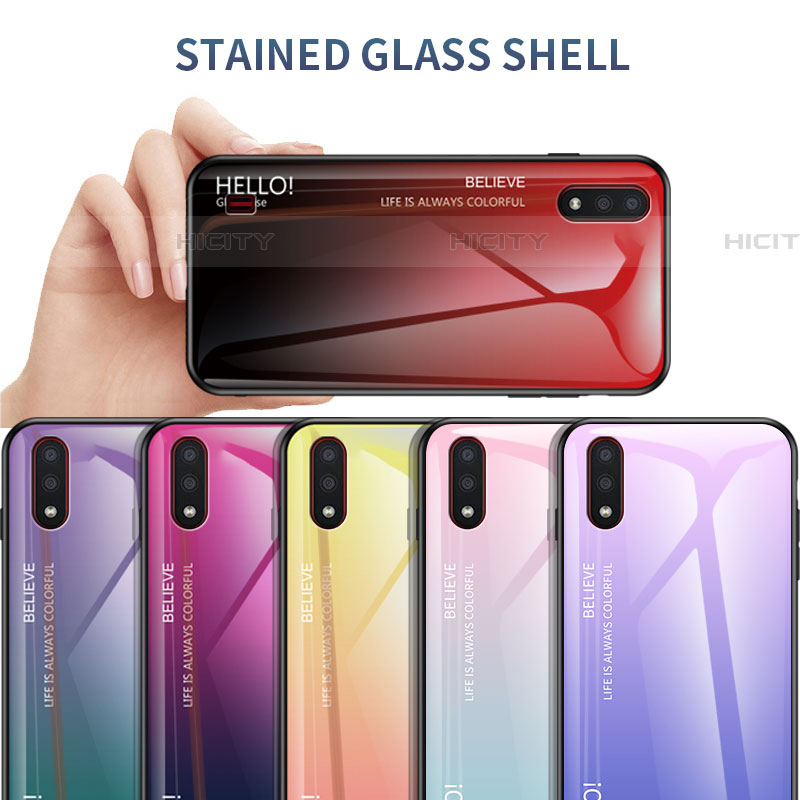 Custodia Silicone Specchio Laterale Sfumato Arcobaleno Cover M01 per Samsung Galaxy A01 SM-A015