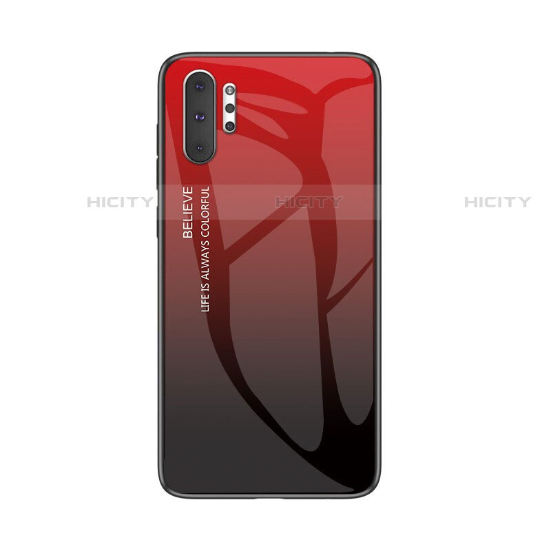 Custodia Silicone Specchio Laterale Sfumato Arcobaleno Cover M01 per Samsung Galaxy Note 10 Plus 5G Rosso