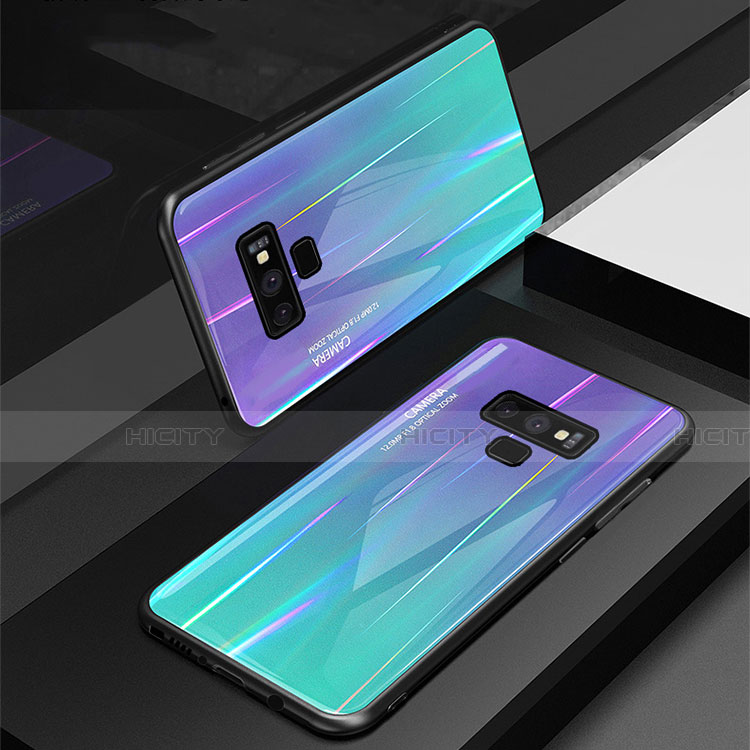 Custodia Silicone Specchio Laterale Sfumato Arcobaleno Cover M01 per Samsung Galaxy Note 9