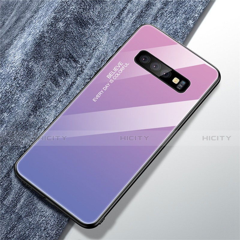 Custodia Silicone Specchio Laterale Sfumato Arcobaleno Cover M01 per Samsung Galaxy S10 5G Viola