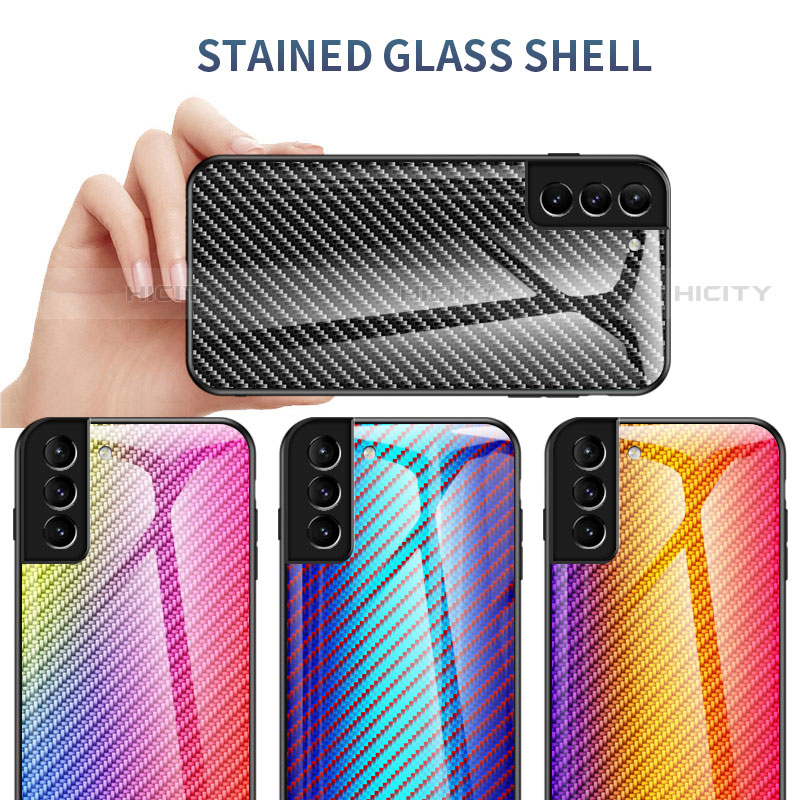 Custodia Silicone Specchio Laterale Sfumato Arcobaleno Cover M01 per Samsung Galaxy S22 5G