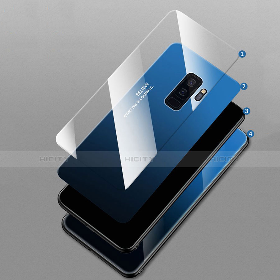 Custodia Silicone Specchio Laterale Sfumato Arcobaleno Cover M01 per Samsung Galaxy S9 Plus
