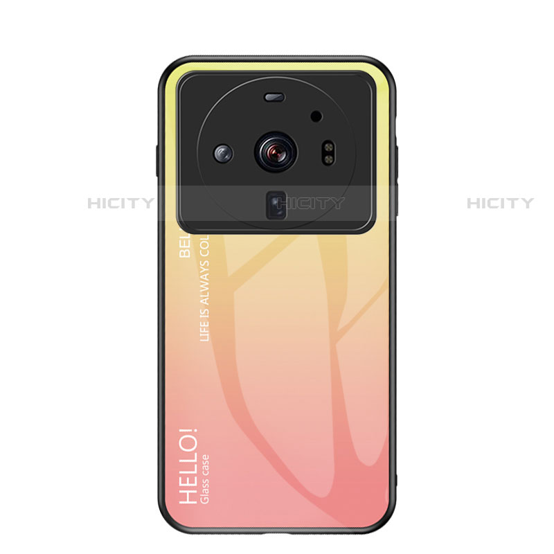 Custodia Silicone Specchio Laterale Sfumato Arcobaleno Cover M01 per Xiaomi Mi 12 Ultra 5G Arancione