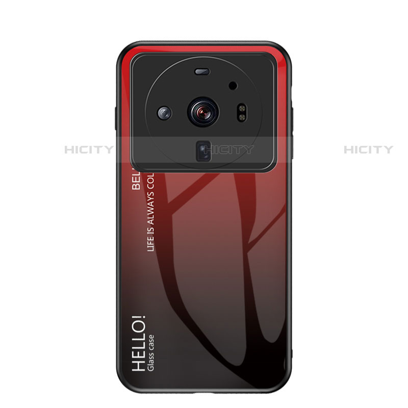 Custodia Silicone Specchio Laterale Sfumato Arcobaleno Cover M01 per Xiaomi Mi 12 Ultra 5G Rosso