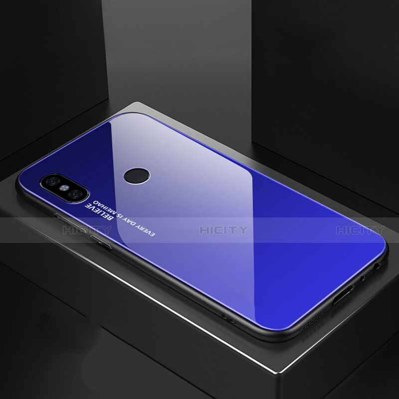 Custodia Silicone Specchio Laterale Sfumato Arcobaleno Cover M01 per Xiaomi Mi 6X Blu
