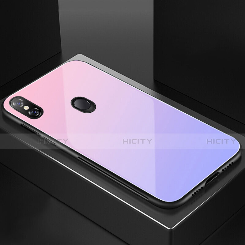 Custodia Silicone Specchio Laterale Sfumato Arcobaleno Cover M01 per Xiaomi Mi 8 Viola