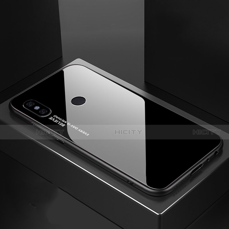 Custodia Silicone Specchio Laterale Sfumato Arcobaleno Cover M01 per Xiaomi Mi A2 Nero