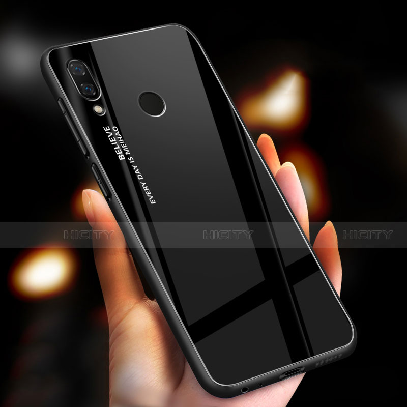 Custodia Silicone Specchio Laterale Sfumato Arcobaleno Cover M01 per Xiaomi Redmi Note 7 Nero