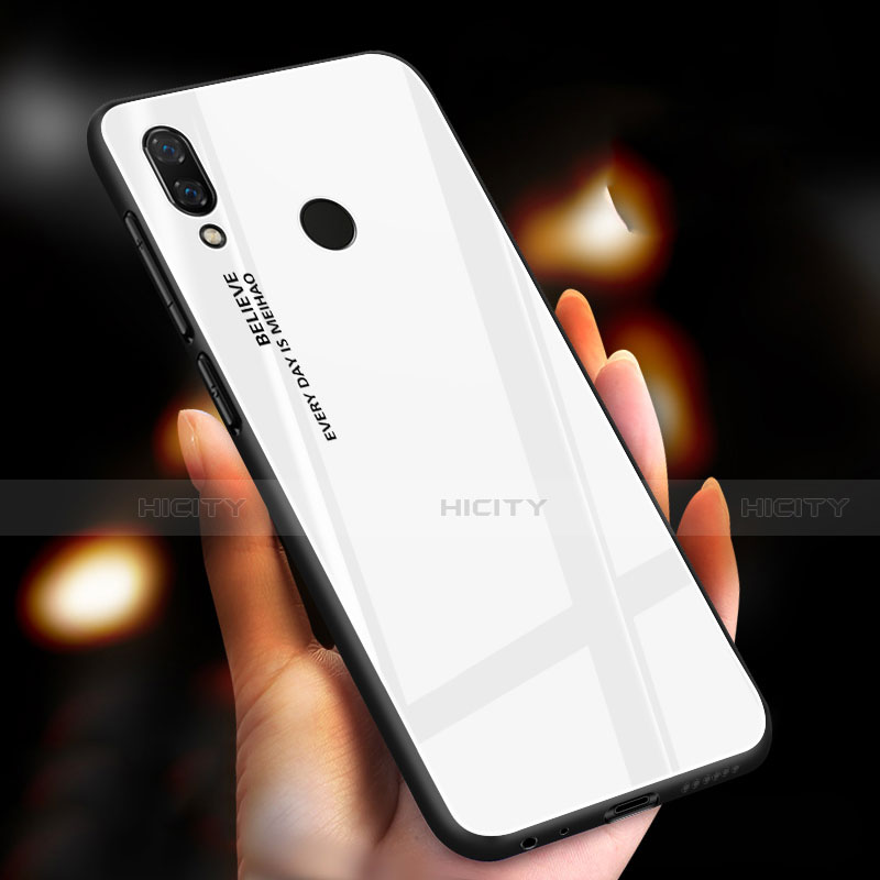 Custodia Silicone Specchio Laterale Sfumato Arcobaleno Cover M01 per Xiaomi Redmi Note 7 Pro Bianco