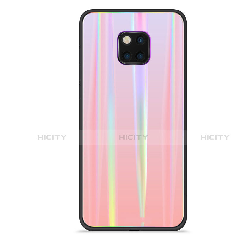 Custodia Silicone Specchio Laterale Sfumato Arcobaleno Cover M02 per Huawei Mate 20 Pro Oro Rosa