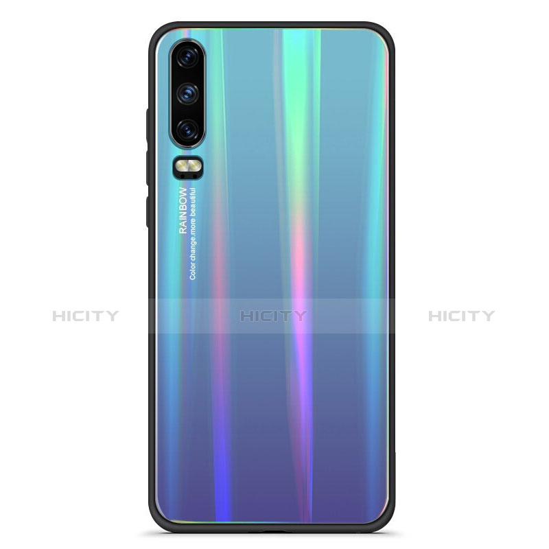 Custodia Silicone Specchio Laterale Sfumato Arcobaleno Cover M02 per Huawei P30