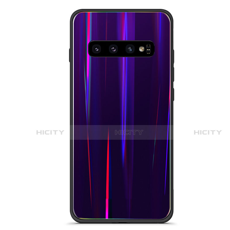 Custodia Silicone Specchio Laterale Sfumato Arcobaleno Cover M02 per Samsung Galaxy S10 5G Viola