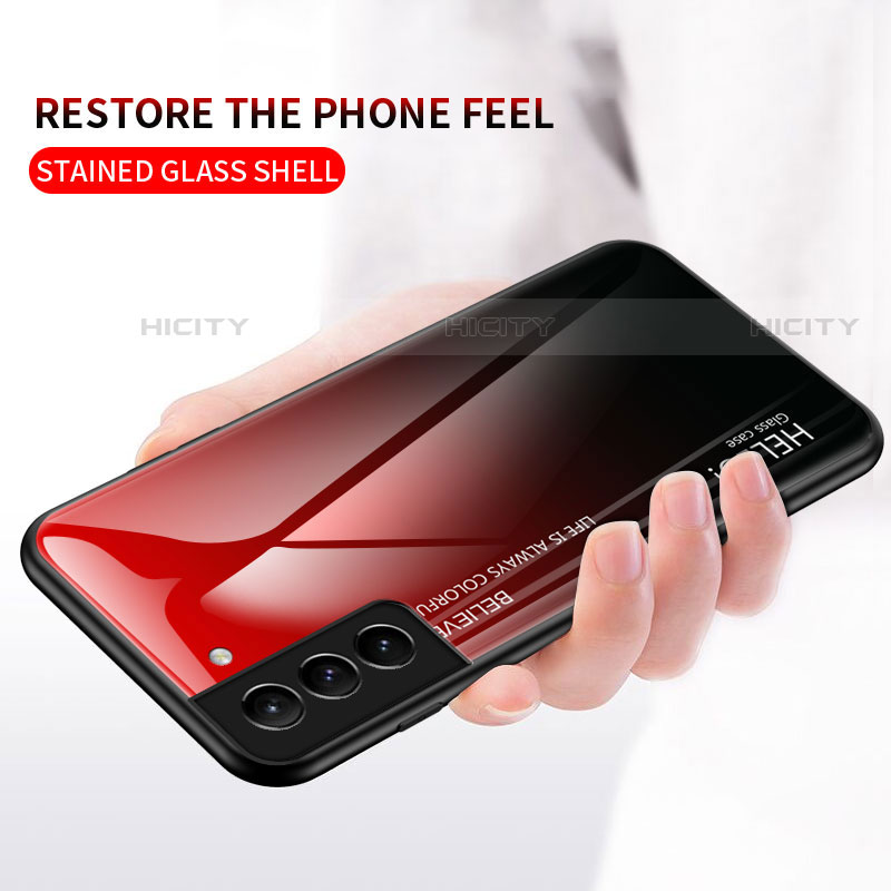 Custodia Silicone Specchio Laterale Sfumato Arcobaleno Cover M02 per Samsung Galaxy S21 5G