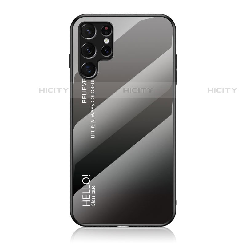 Custodia Silicone Specchio Laterale Sfumato Arcobaleno Cover M02 per Samsung Galaxy S21 Ultra 5G Grigio