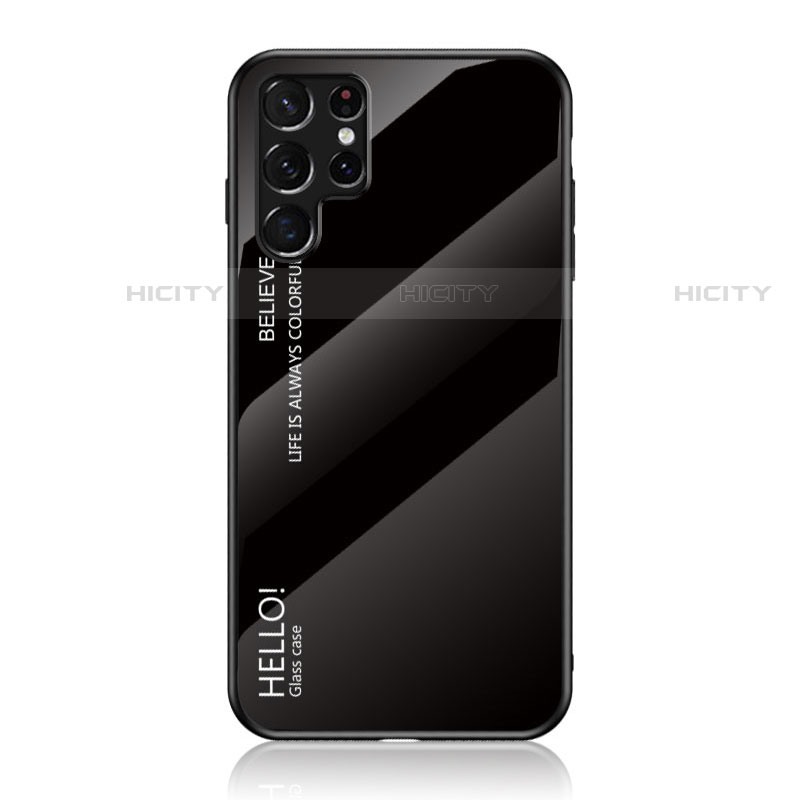 Custodia Silicone Specchio Laterale Sfumato Arcobaleno Cover M02 per Samsung Galaxy S21 Ultra 5G Nero