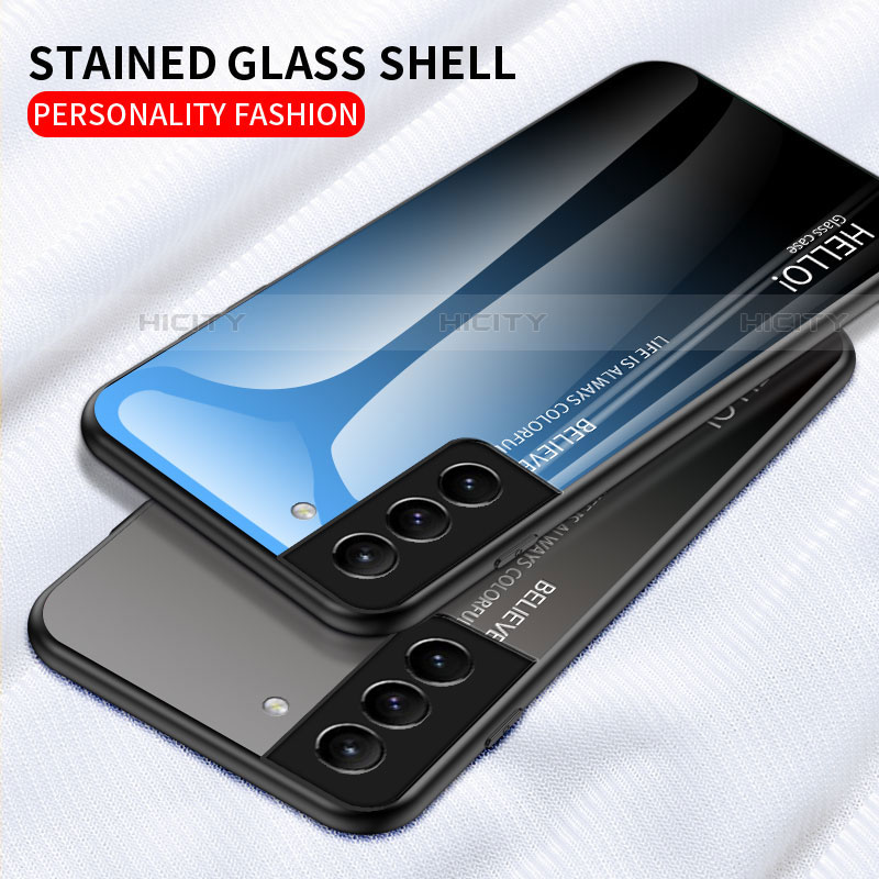Custodia Silicone Specchio Laterale Sfumato Arcobaleno Cover M02 per Samsung Galaxy S22 5G