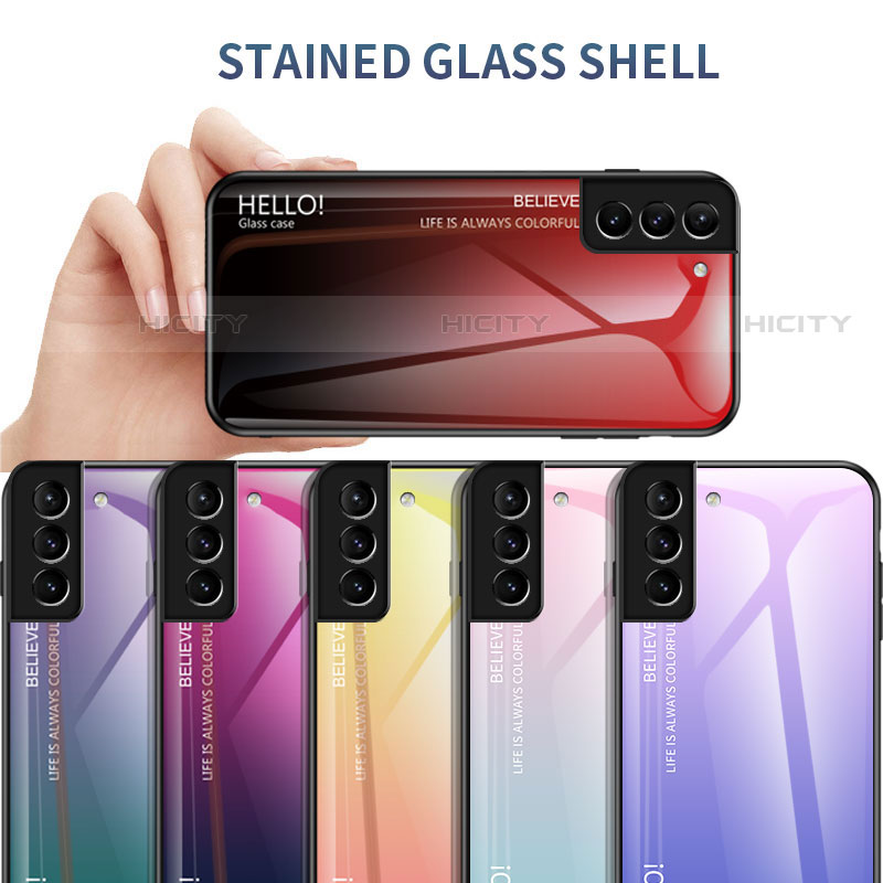 Custodia Silicone Specchio Laterale Sfumato Arcobaleno Cover M02 per Samsung Galaxy S22 Plus 5G