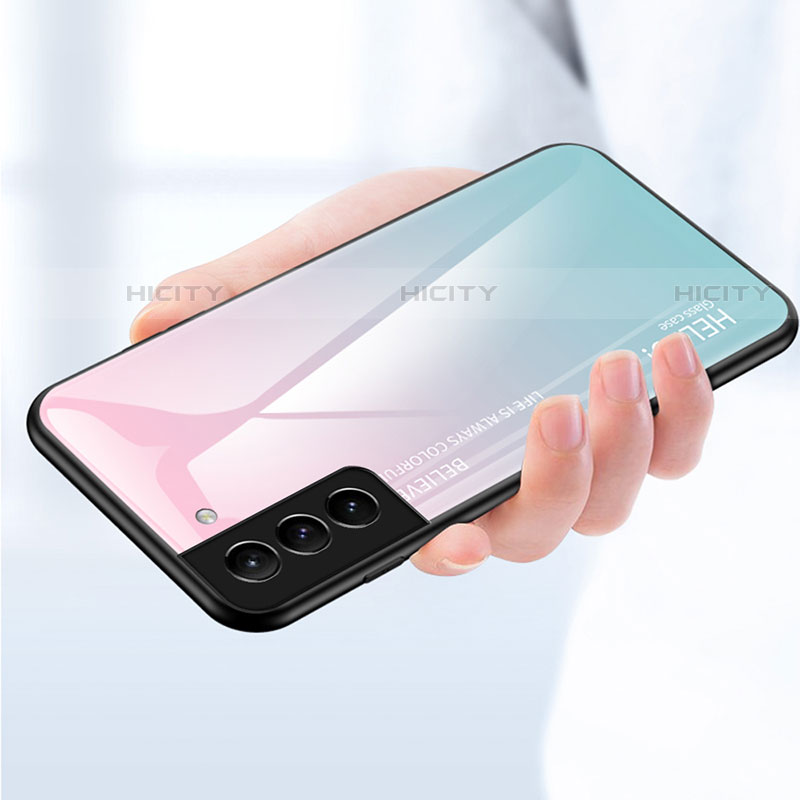 Custodia Silicone Specchio Laterale Sfumato Arcobaleno Cover M02 per Samsung Galaxy S22 Plus 5G
