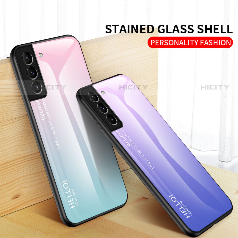 Custodia Silicone Specchio Laterale Sfumato Arcobaleno Cover M02 per Samsung Galaxy S23 5G