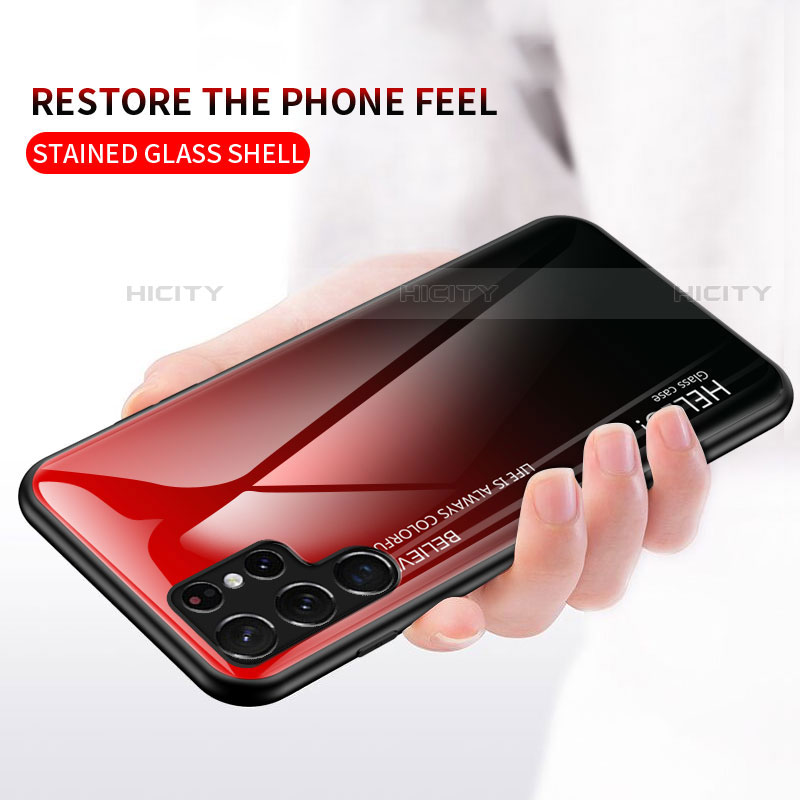 Custodia Silicone Specchio Laterale Sfumato Arcobaleno Cover M02 per Samsung Galaxy S23 Ultra 5G