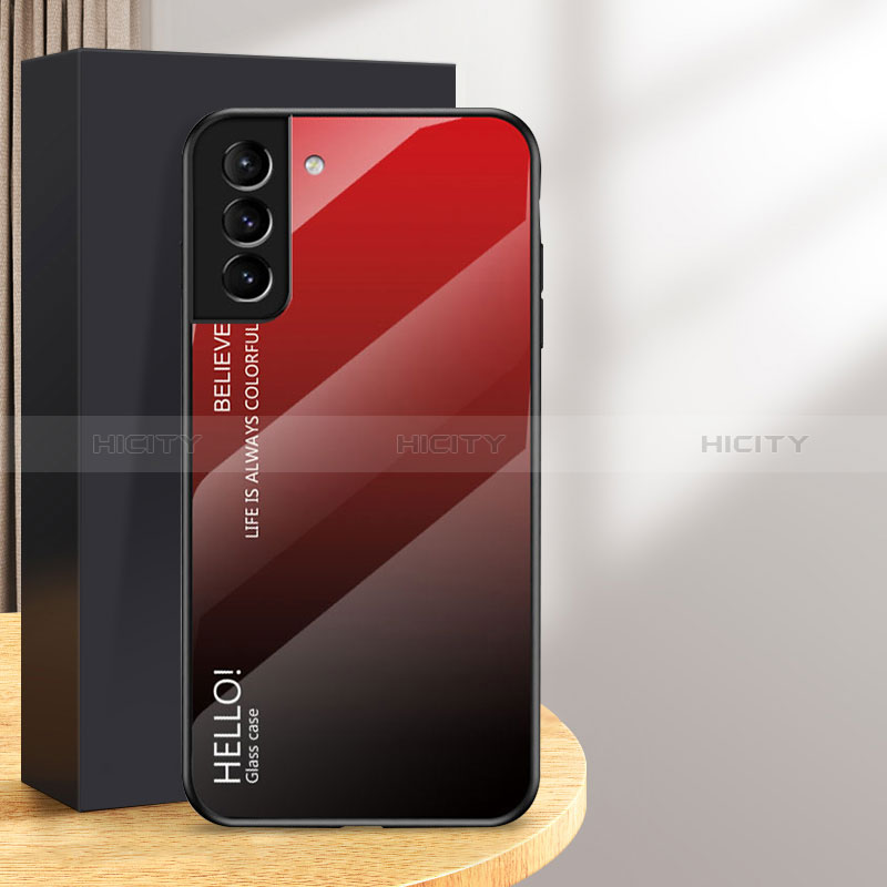 Custodia Silicone Specchio Laterale Sfumato Arcobaleno Cover M02 per Samsung Galaxy S24 Plus 5G Rosso