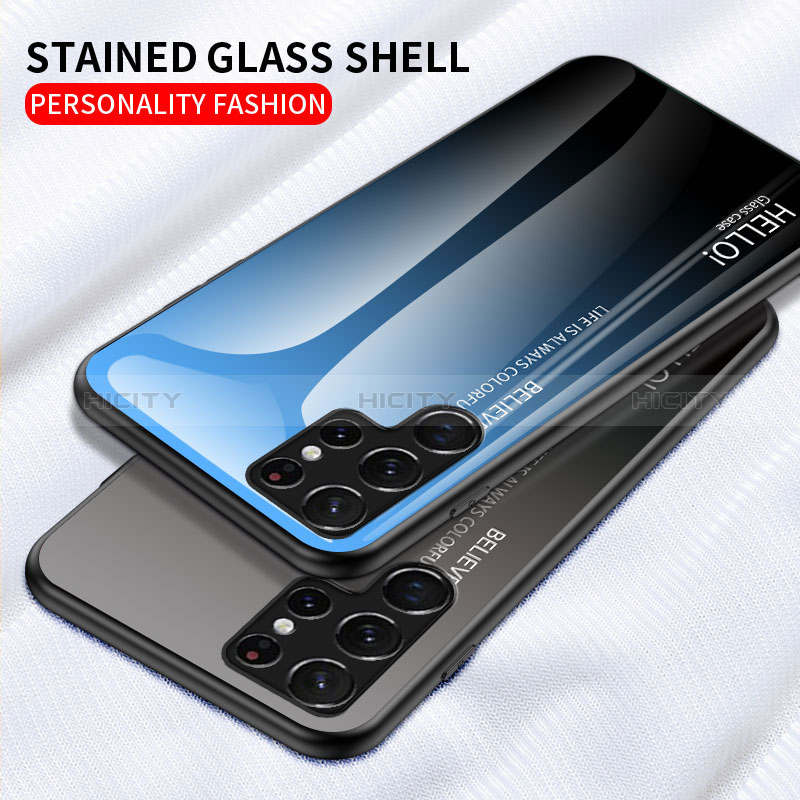 Custodia Silicone Specchio Laterale Sfumato Arcobaleno Cover M02 per Samsung Galaxy S24 Ultra 5G