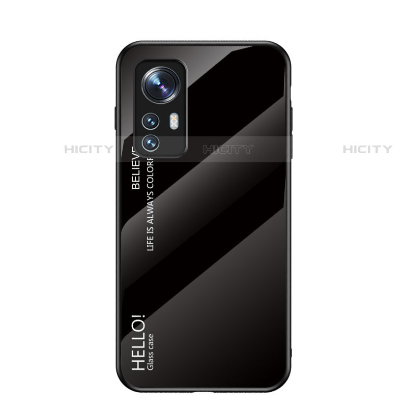 Custodia Silicone Specchio Laterale Sfumato Arcobaleno Cover M02 per Xiaomi Mi 12 Pro 5G Nero