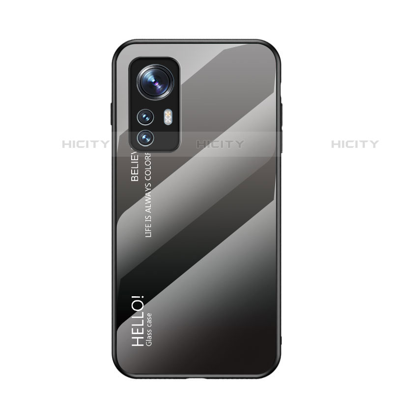 Custodia Silicone Specchio Laterale Sfumato Arcobaleno Cover M02 per Xiaomi Mi 12X 5G Grigio