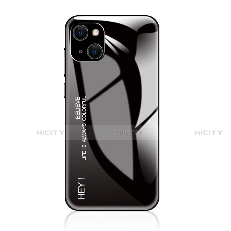 Custodia Silicone Specchio Laterale Sfumato Arcobaleno Cover per Apple iPhone 13 Mini Nero