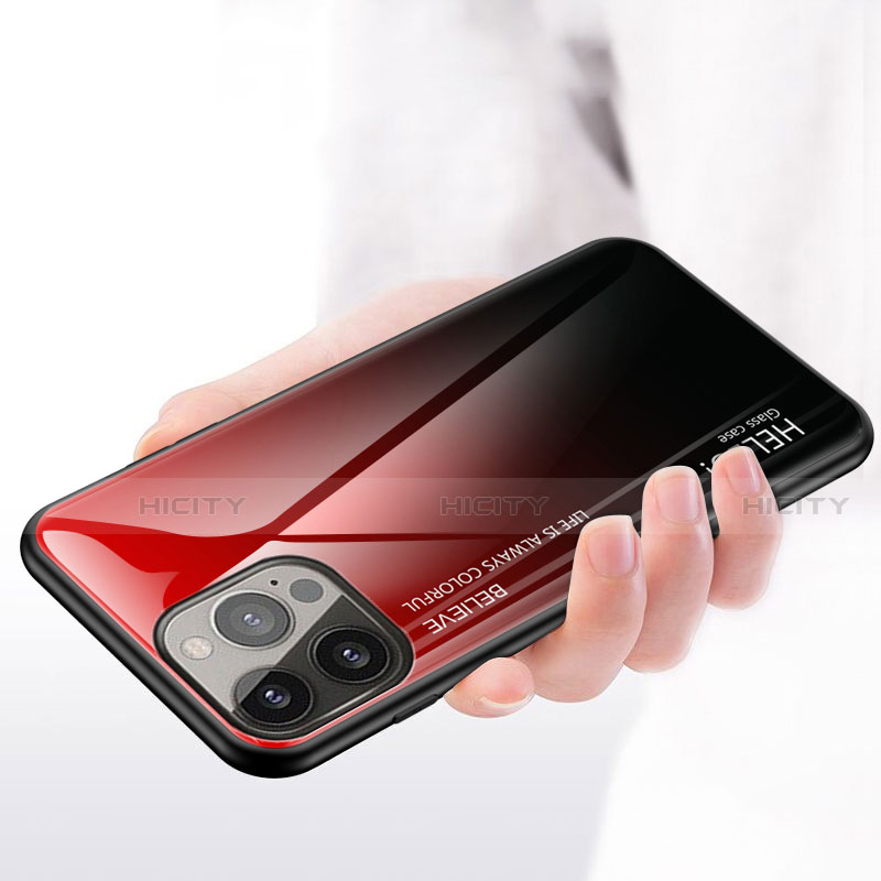 Custodia Silicone Specchio Laterale Sfumato Arcobaleno Cover per Apple iPhone 14 Pro Max