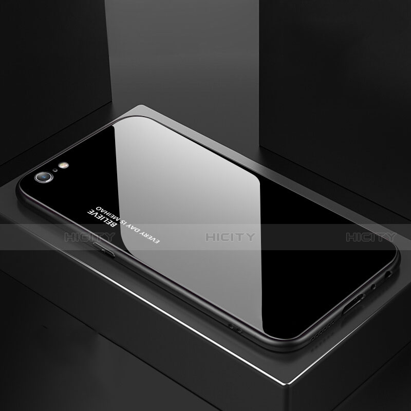 Custodia Silicone Specchio Laterale Sfumato Arcobaleno Cover per Apple iPhone 6 Nero