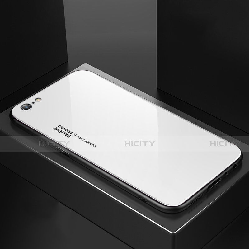 Custodia Silicone Specchio Laterale Sfumato Arcobaleno Cover per Apple iPhone 6S Bianco