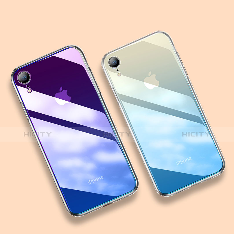 Custodia Silicone Specchio Laterale Sfumato Arcobaleno Cover per Apple iPhone XR