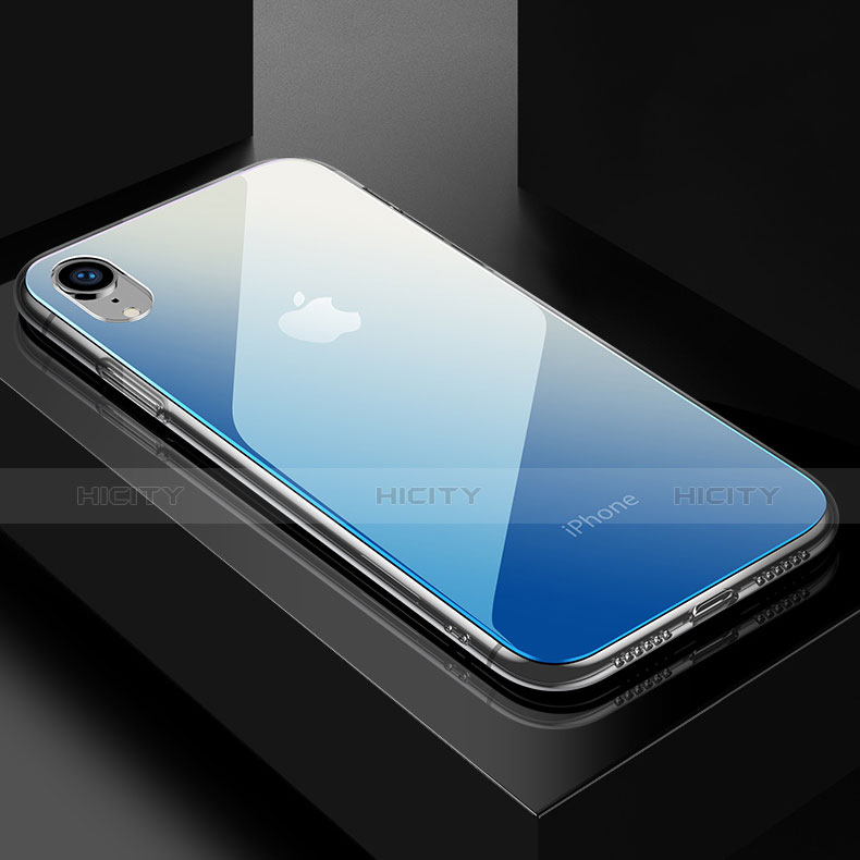 Custodia Silicone Specchio Laterale Sfumato Arcobaleno Cover per Apple iPhone XR