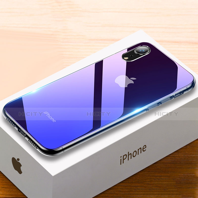 Custodia Silicone Specchio Laterale Sfumato Arcobaleno Cover per Apple iPhone XR Viola