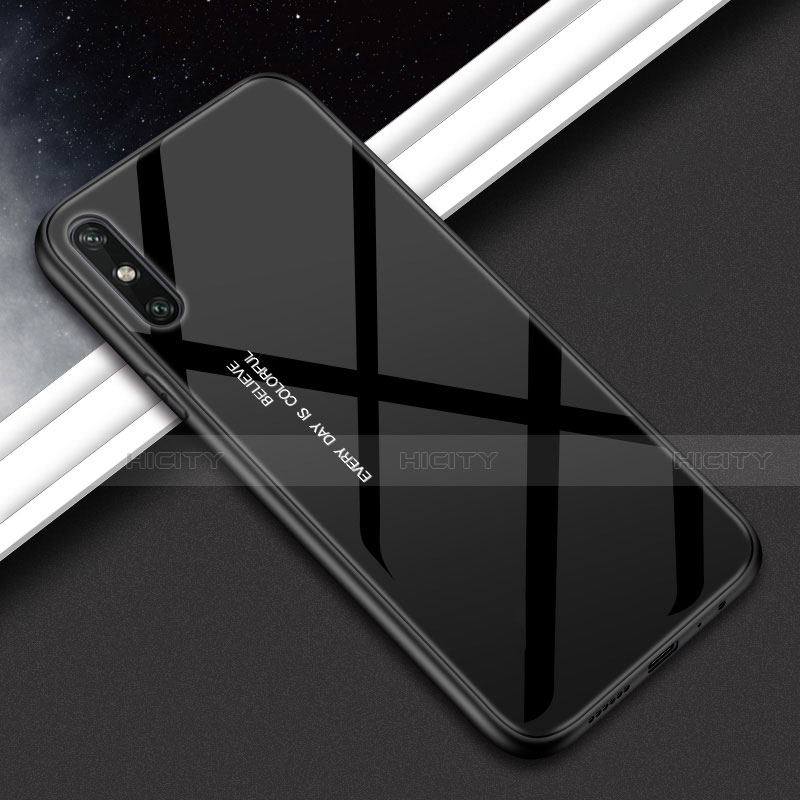 Custodia Silicone Specchio Laterale Sfumato Arcobaleno Cover per Huawei Enjoy 10e Nero