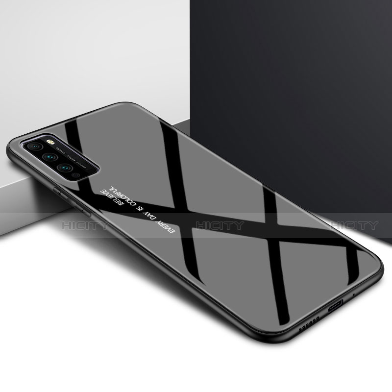 Custodia Silicone Specchio Laterale Sfumato Arcobaleno Cover per Huawei Enjoy 20 Pro 5G Nero