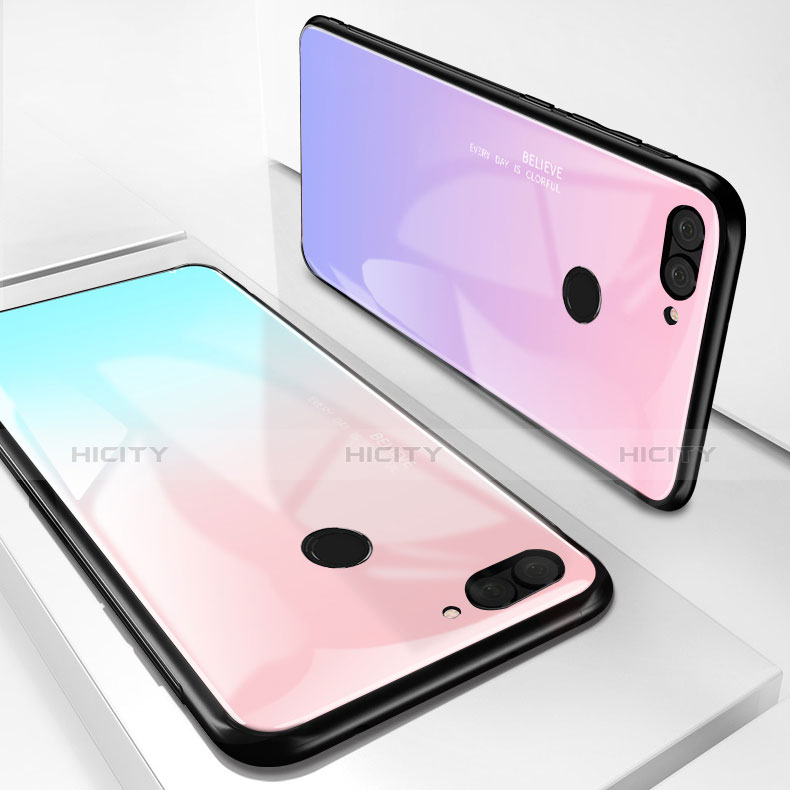 Custodia Silicone Specchio Laterale Sfumato Arcobaleno Cover per Huawei Enjoy 7S