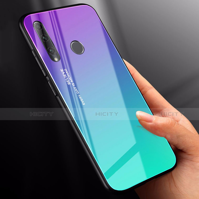 Custodia Silicone Specchio Laterale Sfumato Arcobaleno Cover per Huawei Enjoy 9s