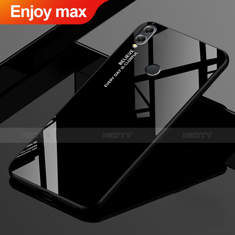 Custodia Silicone Specchio Laterale Sfumato Arcobaleno Cover per Huawei Enjoy Max Nero