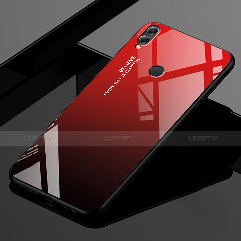 Custodia Silicone Specchio Laterale Sfumato Arcobaleno Cover per Huawei Enjoy Max Rosso