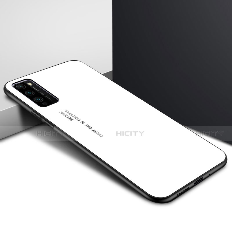 Custodia Silicone Specchio Laterale Sfumato Arcobaleno Cover per Huawei Enjoy Z 5G Bianco