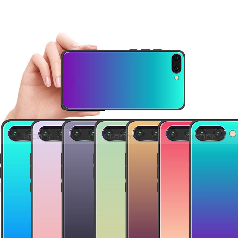 Custodia Silicone Specchio Laterale Sfumato Arcobaleno Cover per Huawei Honor 10