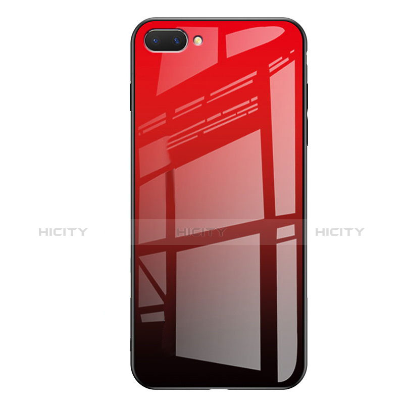 Custodia Silicone Specchio Laterale Sfumato Arcobaleno Cover per Huawei Honor 10 Rosso