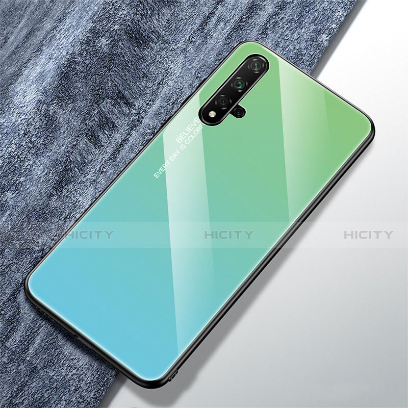 Custodia Silicone Specchio Laterale Sfumato Arcobaleno Cover per Huawei Honor 20S Verde