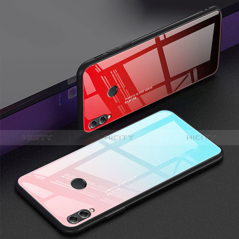 Custodia Silicone Specchio Laterale Sfumato Arcobaleno Cover per Huawei Honor 8X Max