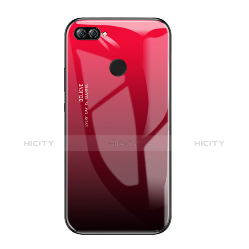 Custodia Silicone Specchio Laterale Sfumato Arcobaleno Cover per Huawei Honor 9i Rosso