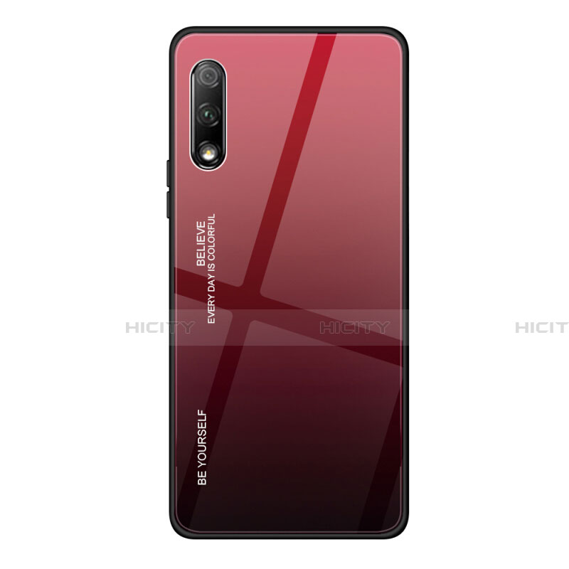 Custodia Silicone Specchio Laterale Sfumato Arcobaleno Cover per Huawei Honor 9X Rosso