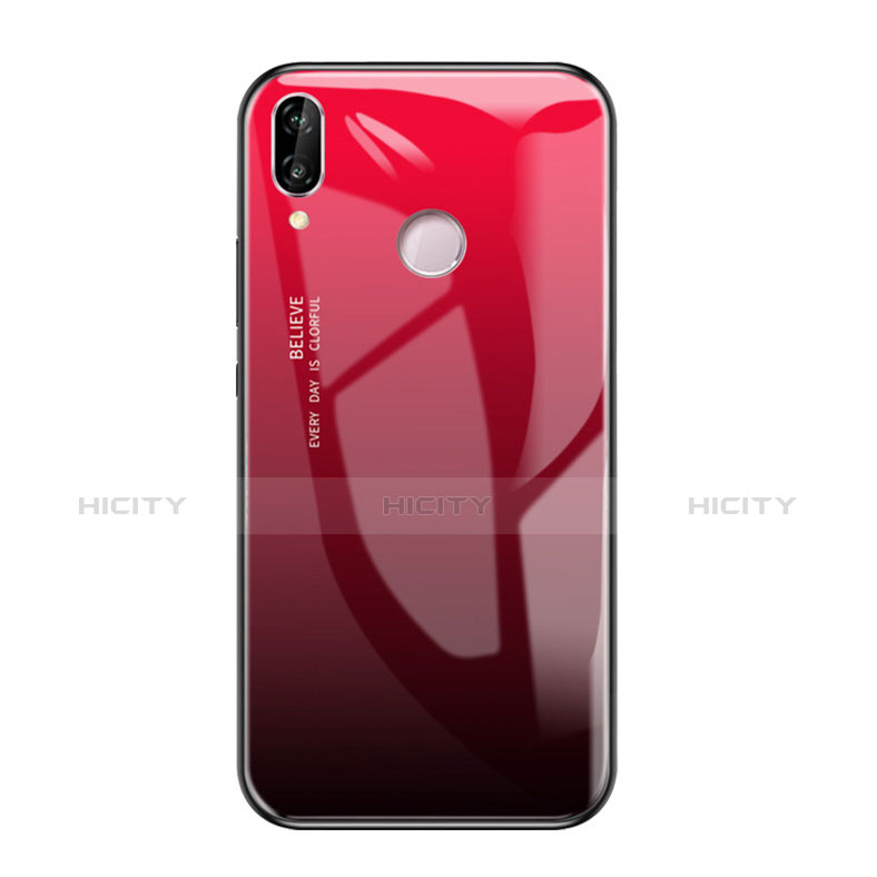 Custodia Silicone Specchio Laterale Sfumato Arcobaleno Cover per Huawei Honor Play Rosso